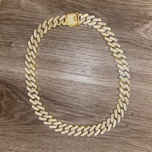 Iced out 24 in gold plated diamond necklace